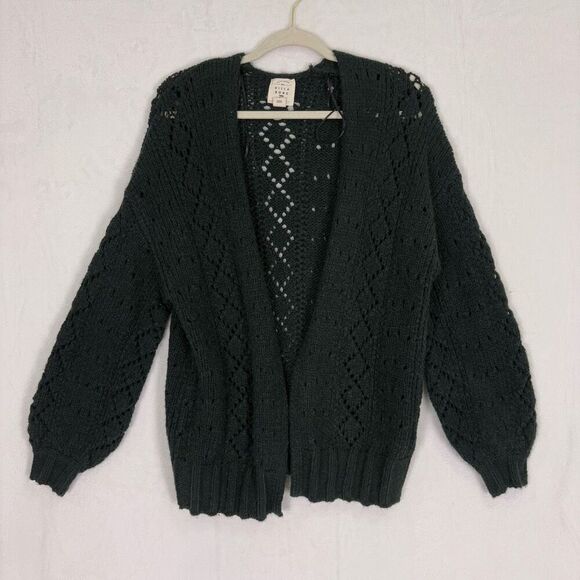 Billabong Women's Black Open Knit Open Front Cardigan Sweater Size Small - Picture 1 of 10